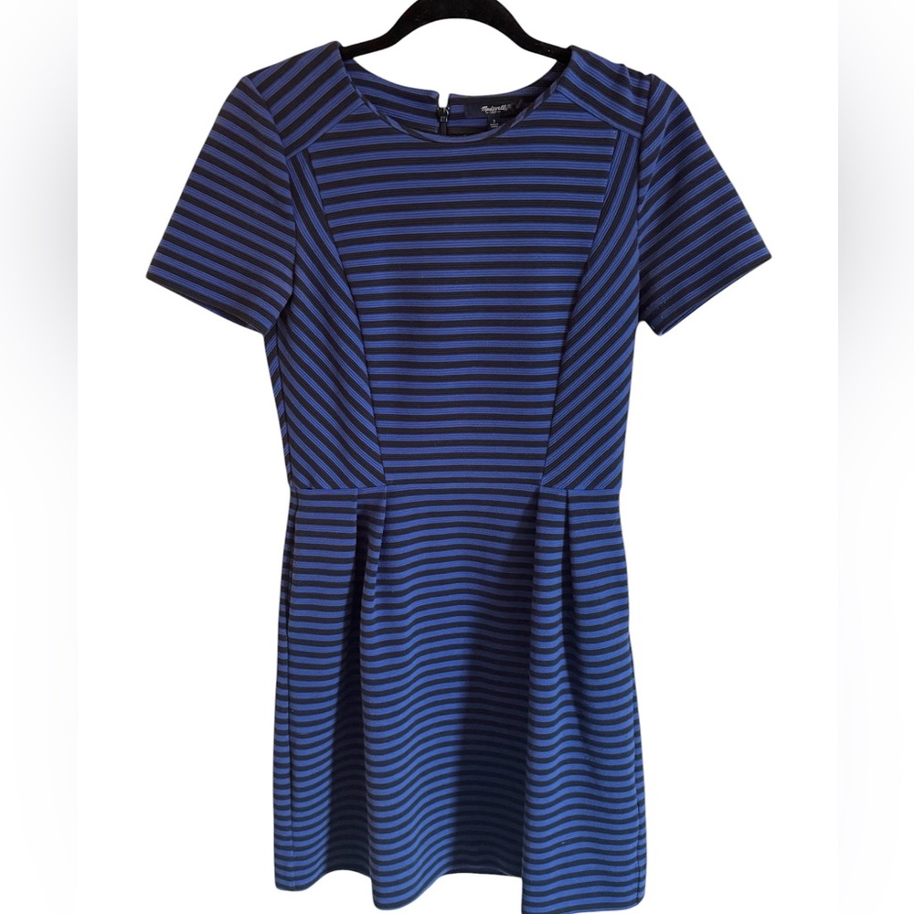 Madewell Blue & Black Striped Fit & Flare Dress Size 2